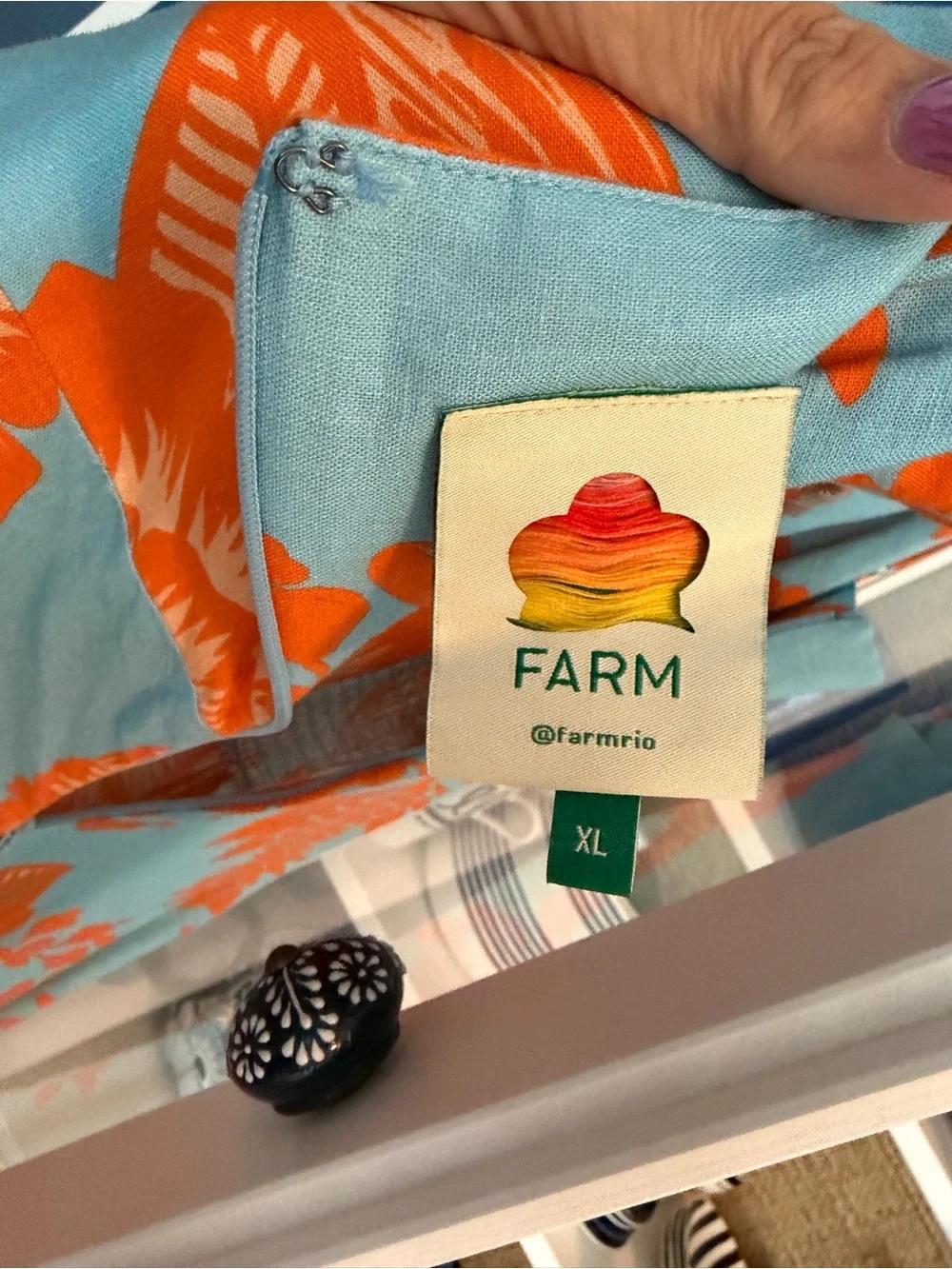 FARM Rio Blue and Orange Floral Maxi Dress XL - Picture 2 of 4